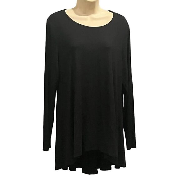 Eileen Fisher Tops - Eileen Fisher Black Long Sleeve Round Neck Stretch Tunic Mini Dress